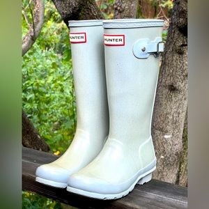 Kids Grey Glitter HUNTER Rain Boots, Size 1-2